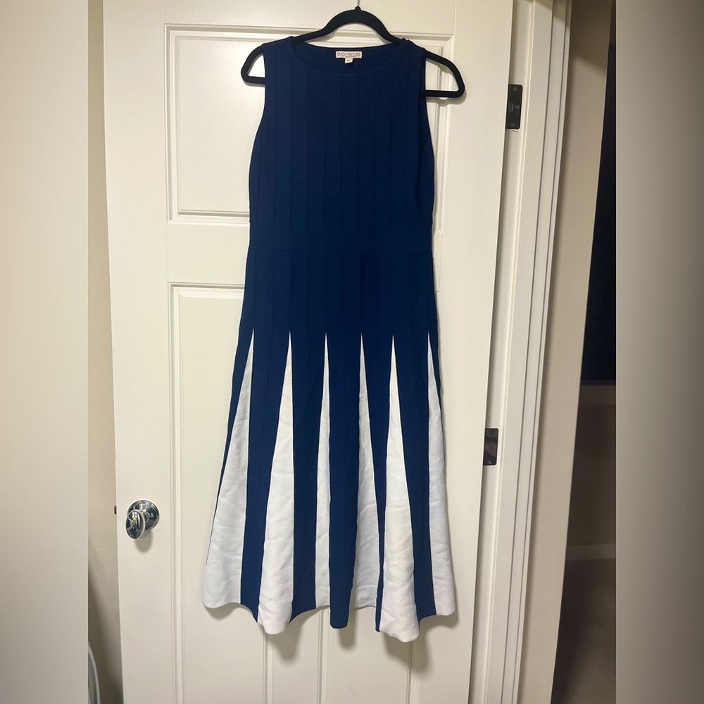 Navy and white maxi dress